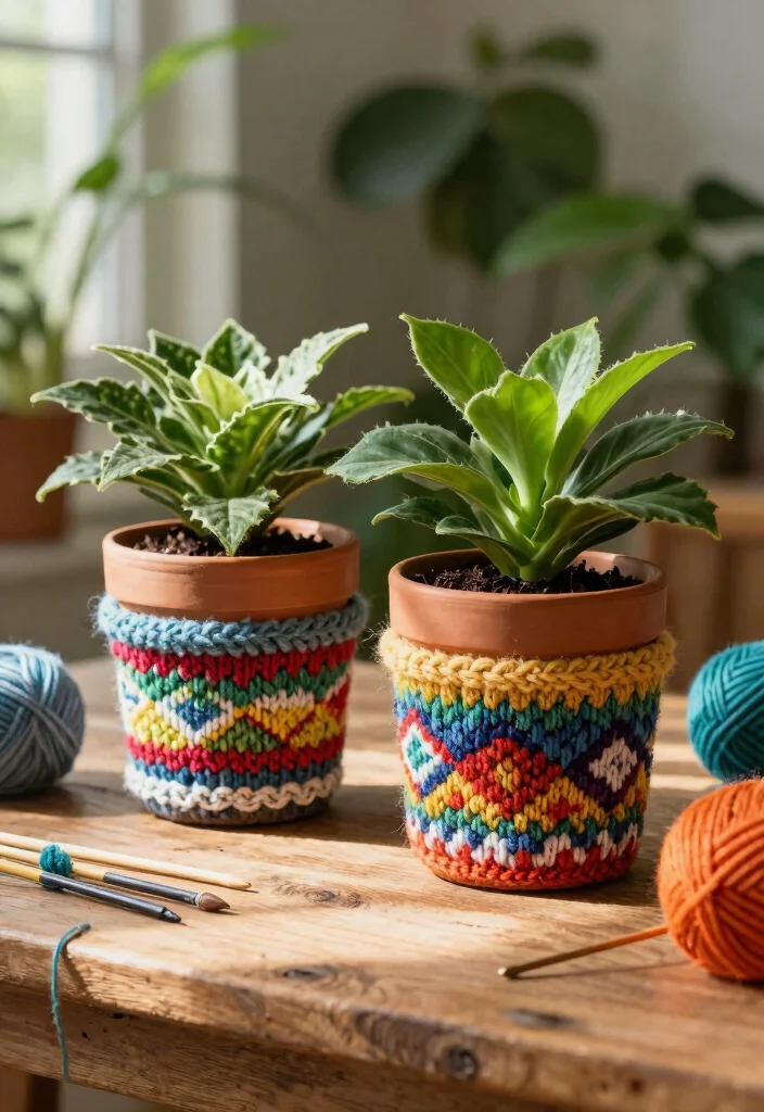 10 Eco-Friendly Beginner Knitting Projects That Are Kind to the Planet! - 3. Simple Plant Cozies 1
