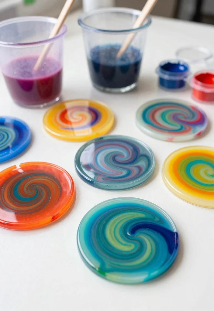 12 Stunning Resin Art Tutorials That Will Inspire Your Next Craft (Look Out for #8!) - 1. Colorful Resin Coasters 1