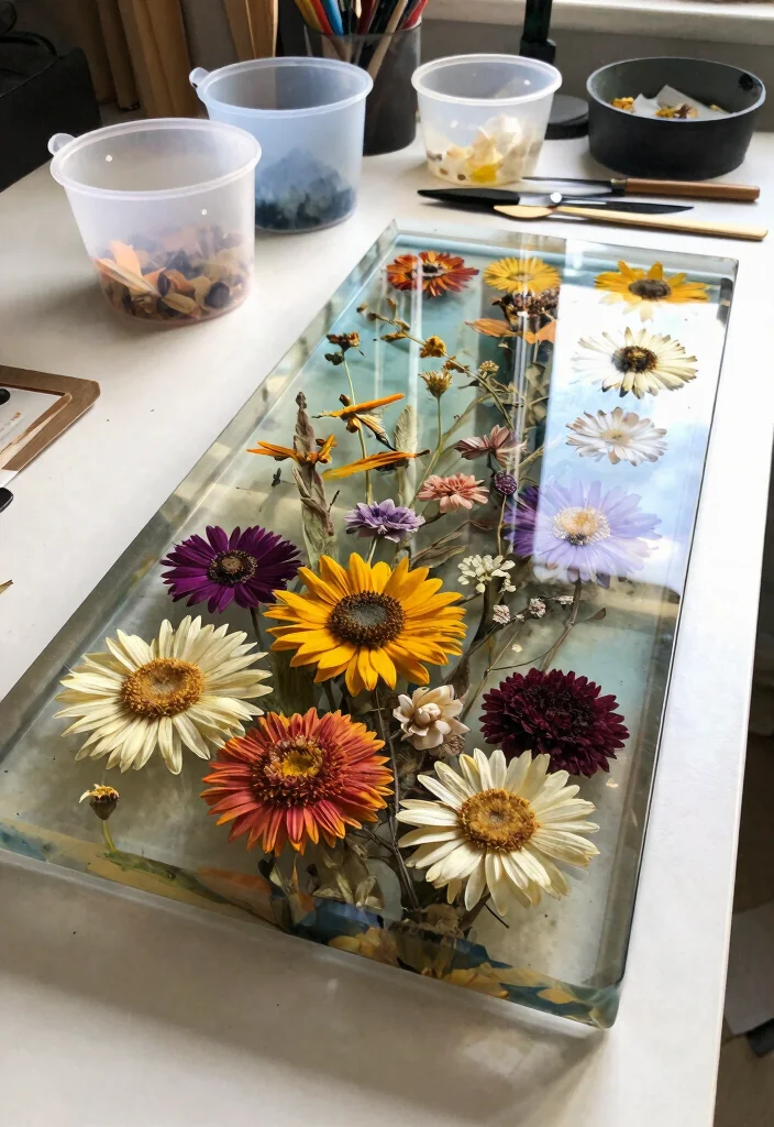 12 Stunning Resin Art Tutorials That Will Inspire Your Next Craft (Look Out for #8!) - 5. Resin Flower Tabletops 1