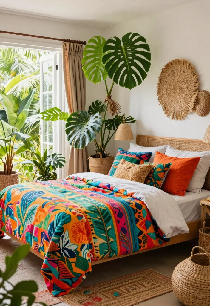 14 Boho Chic Bedroom Styles That Will Transform Your Space Into a Dreamy Oasis! - 5. Tropical Vibes 1