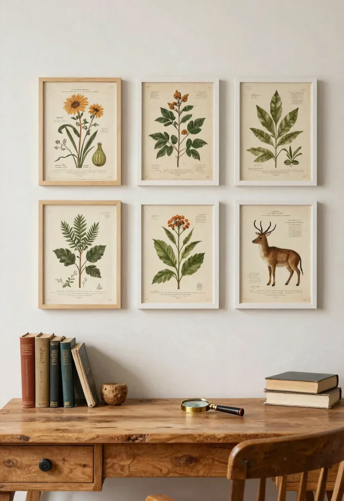 14 Nostalgic Vintage Wall Art Ideas That'll Bring Back Memories! - 11. Vintage Science and Nature Prints: Educational Decor 1