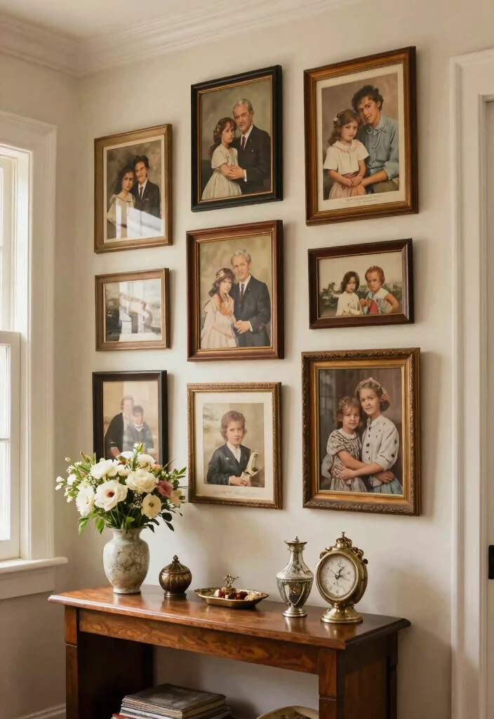 14 Nostalgic Vintage Wall Art Ideas That'll Bring Back Memories! - 8. Family Portraits: A Personal Touch 1