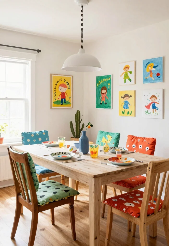 14 Seasonal Farmhouse Dining Room Decor Ideas to Celebrate Every Occasion! - 11. Whimsical Touches for Child-Friendly Decor 1