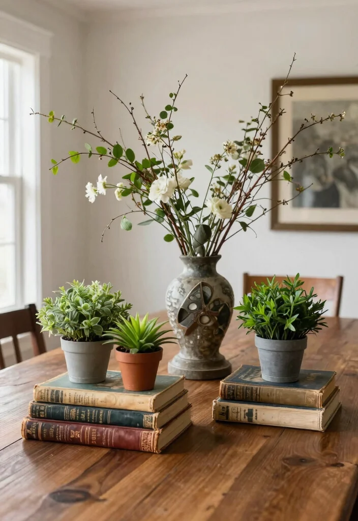 14 Seasonal Farmhouse Dining Room Decor Ideas to Celebrate Every Occasion! - 13. Unique Centerpieces that Spark Conversation 1