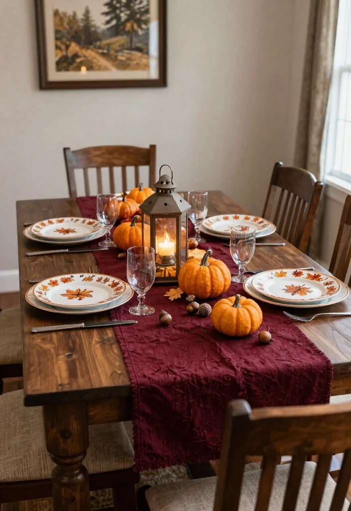 14 Seasonal Farmhouse Dining Room Decor Ideas to Celebrate Every Occasion! - 5. Festive Fall Tablescapes 1