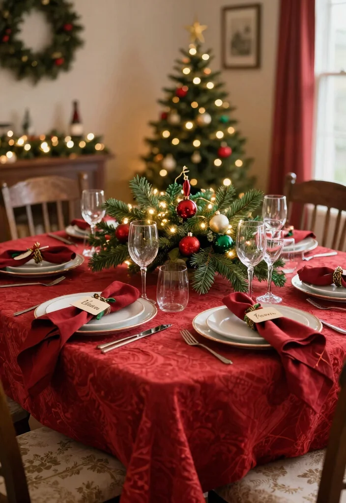 14 Seasonal Farmhouse Dining Room Decor Ideas to Celebrate Every Occasion! - 6. Holiday Cheer with Traditional Colors 1