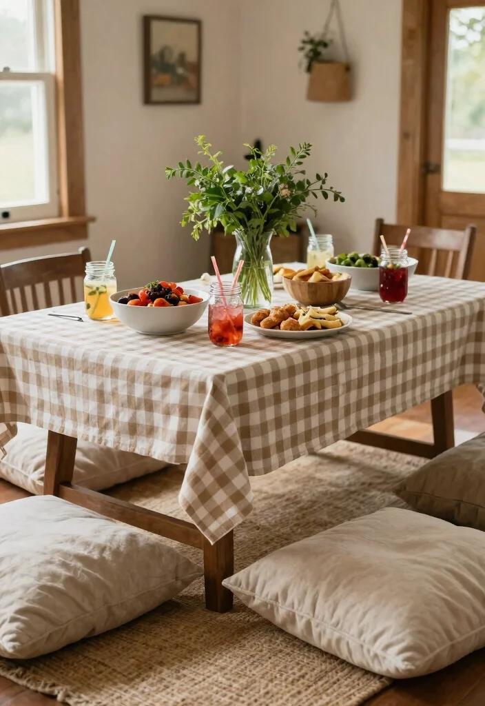 14 Seasonal Farmhouse Dining Room Decor Ideas to Celebrate Every Occasion! - 7. Rustic Picnic Style for Casual Gatherings 1