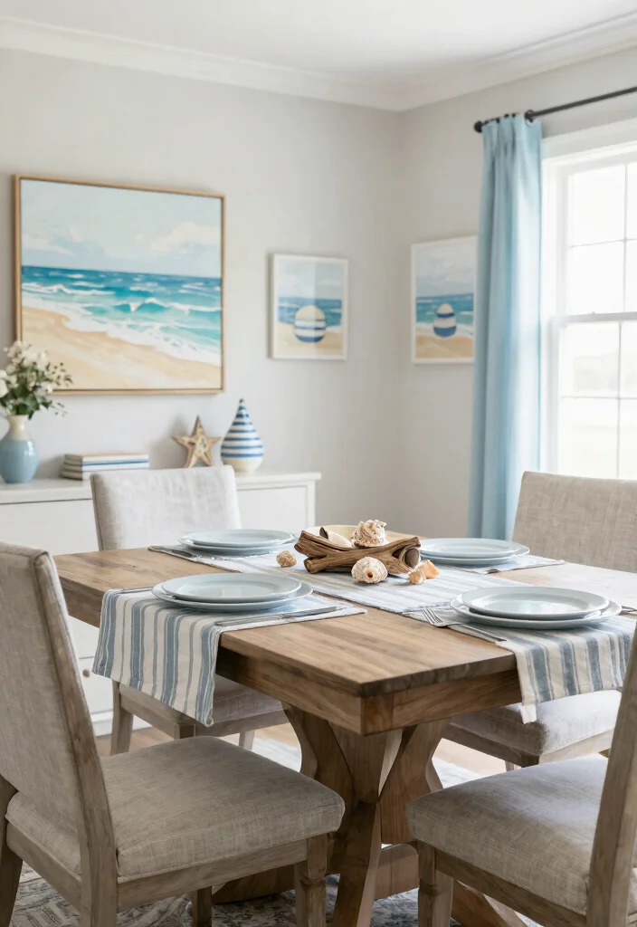 14 Seasonal Farmhouse Dining Room Decor Ideas to Celebrate Every Occasion! - 9. Coastal Breeze with Nautical Touches 1