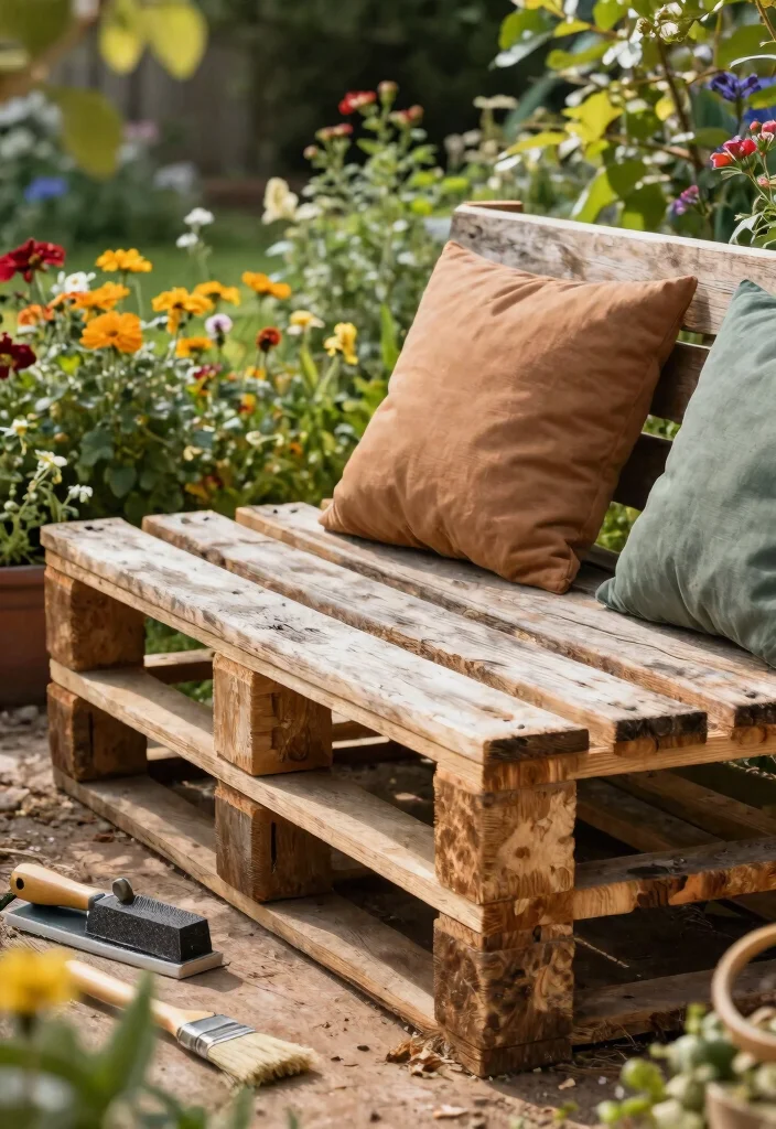 17 Unique Outdoor DIY Projects to Create Custom Garden Furniture (Get Inspired by #4!) - 1. Rustic Wooden Pallet Bench 1