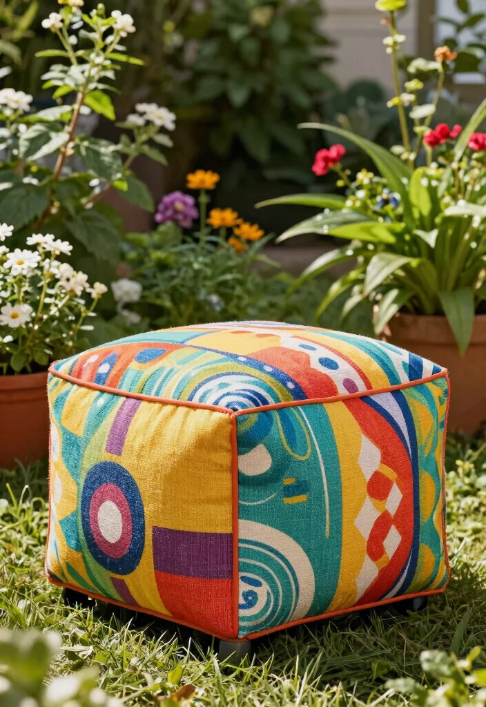 17 Unique Outdoor DIY Projects to Create Custom Garden Furniture (Get Inspired by #4!) - 10. Customizable Ottoman 1