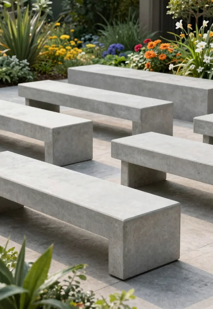 17 Unique Outdoor DIY Projects to Create Custom Garden Furniture (Get Inspired by #4!) - 12. Minimalist Concrete Benches 1