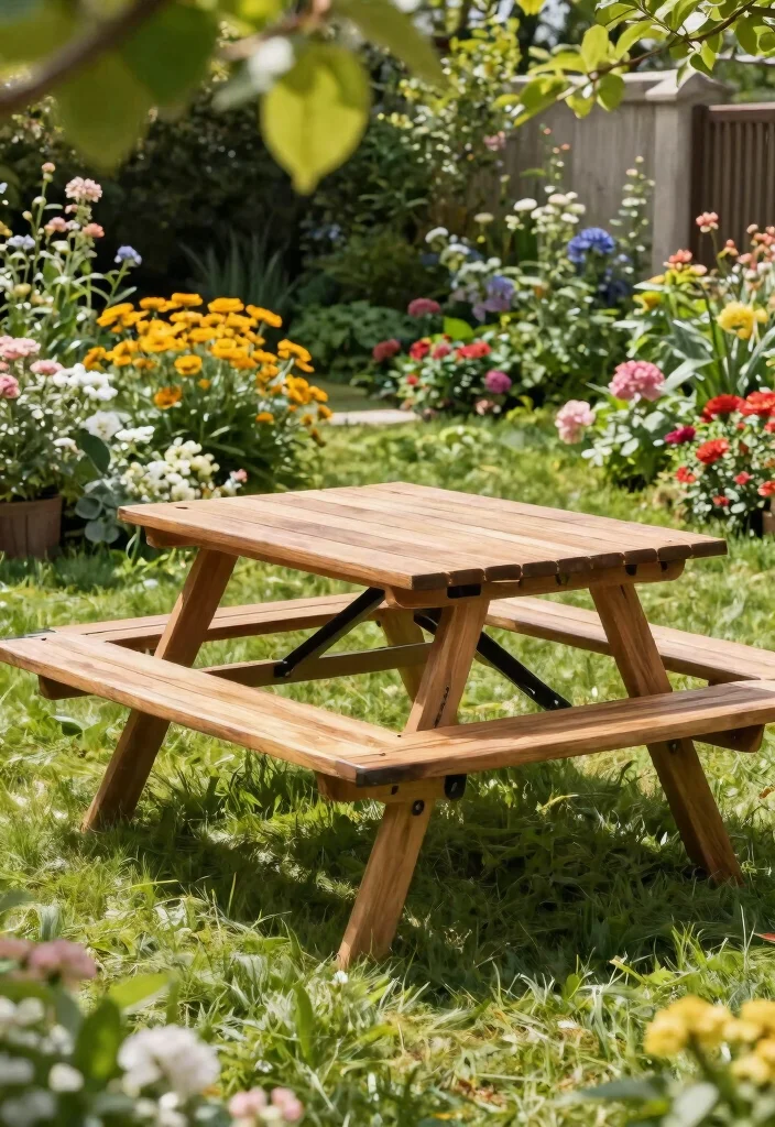 17 Unique Outdoor DIY Projects to Create Custom Garden Furniture (Get Inspired by #4!) - 16. Foldable Picnic Table 1