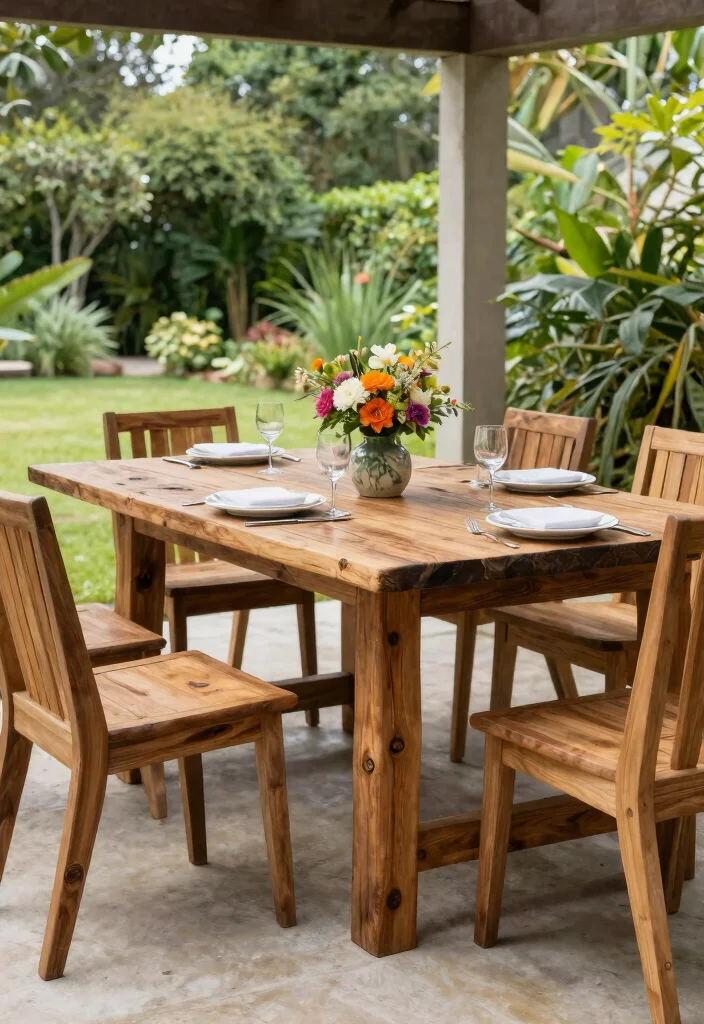 17 Unique Outdoor DIY Projects to Create Custom Garden Furniture (Get Inspired by #4!) - 3. Elegant Outdoor Dining Table 1