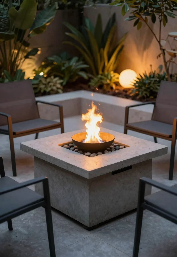17 Unique Outdoor DIY Projects to Create Custom Garden Furniture (Get Inspired by #4!) - 8. Modern Fire Pit Table 1