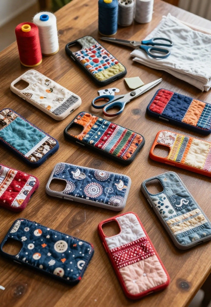 18 Creative Fabric Scrap Crafts for Unique Handmade Gifts (Your Friends Will Love #4!) - 10. Fabric Scrap Phone Cases 1