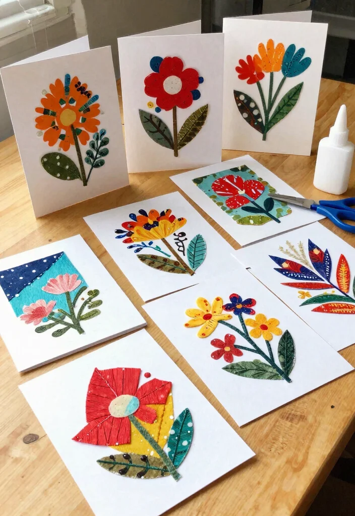 18 Creative Fabric Scrap Crafts for Unique Handmade Gifts (Your Friends Will Love #4!) - 11. Fabric Scrap Greetings Cards 1