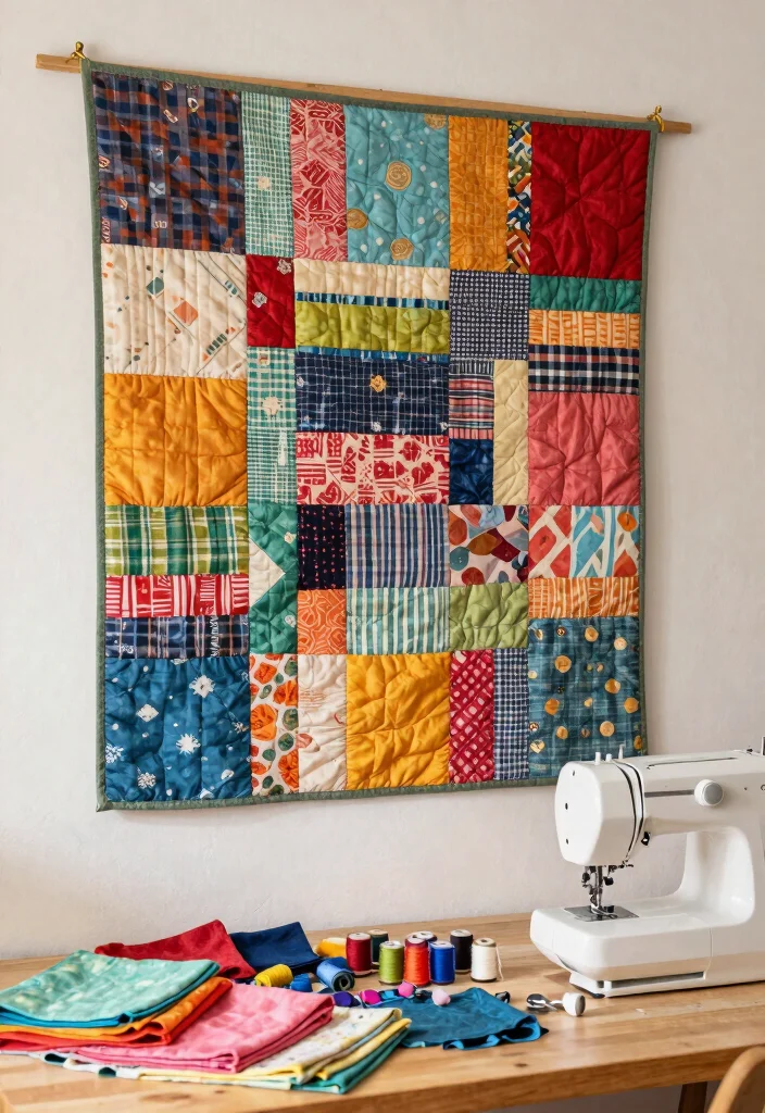 18 Creative Fabric Scrap Crafts for Unique Handmade Gifts (Your Friends Will Love #4!) - 4. Quilted Wall Hangings 1