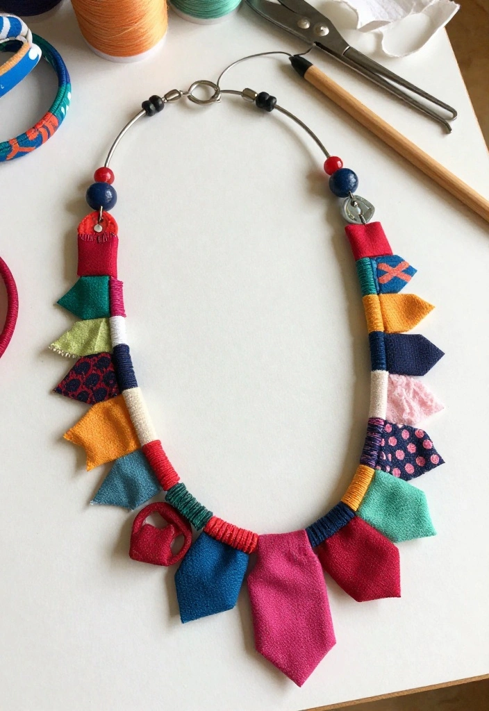 18 Creative Fabric Scrap Crafts for Unique Handmade Gifts (Your Friends Will Love #4!) - 8. Fabric Scrap Jewelry 1