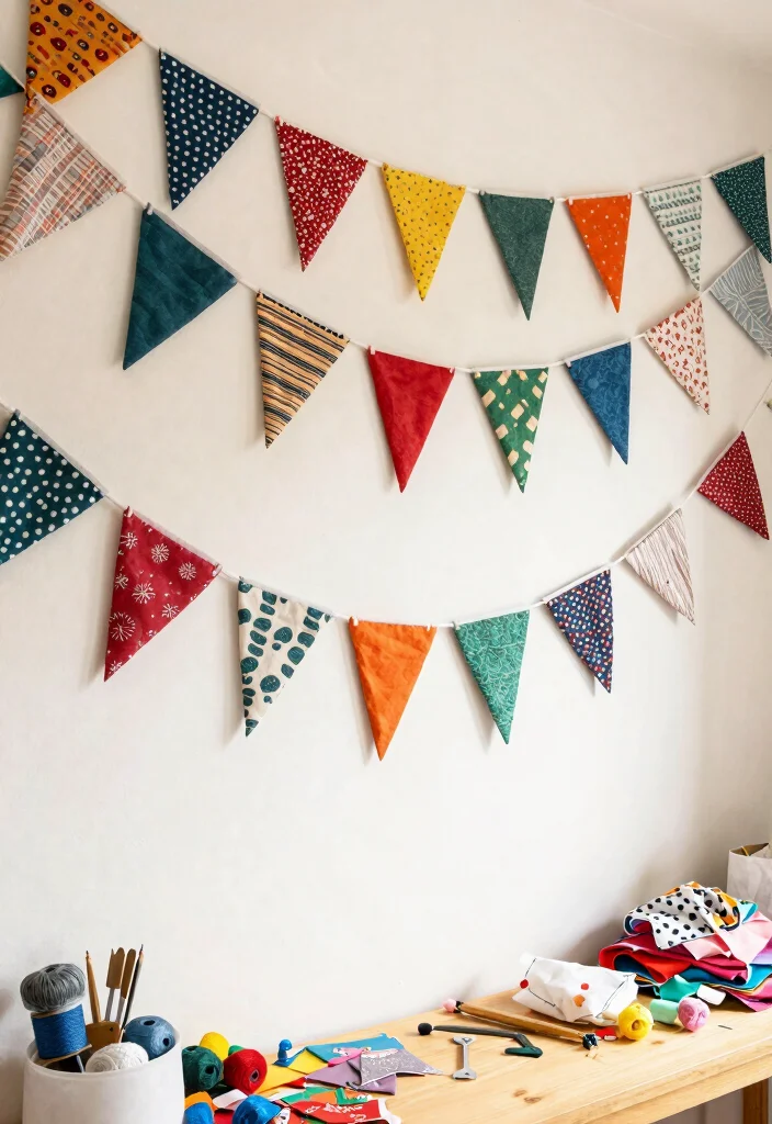 18 Creative Fabric Scrap Crafts for Unique Handmade Gifts (Your Friends Will Love #4!) - 9. Fabric Scrap Bunting 1