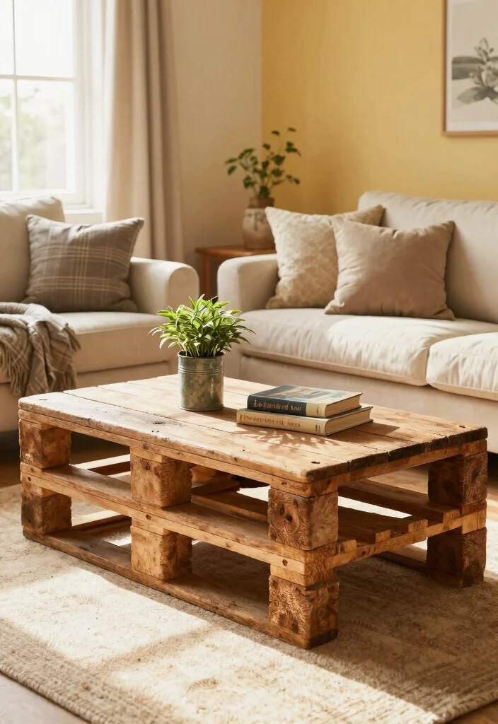 19 Trendy Upcycled Home Decor Ideas That Are Totally Affordable (#10 Will Surprise You!) - 1. Rustic Pallet Coffee Table 1