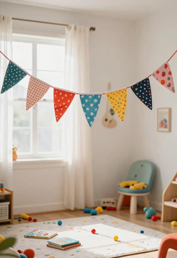 19 Trendy Upcycled Home Decor Ideas That Are Totally Affordable (#10 Will Surprise You!) - 18. Colorful Upcycled Fabric Bunting 1