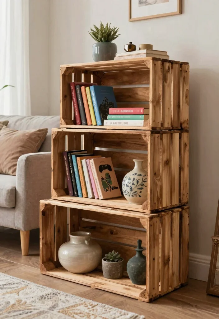 19 Trendy Upcycled Home Decor Ideas That Are Totally Affordable (#10 Will Surprise You!) - 19. Recycled Crate Storage 1