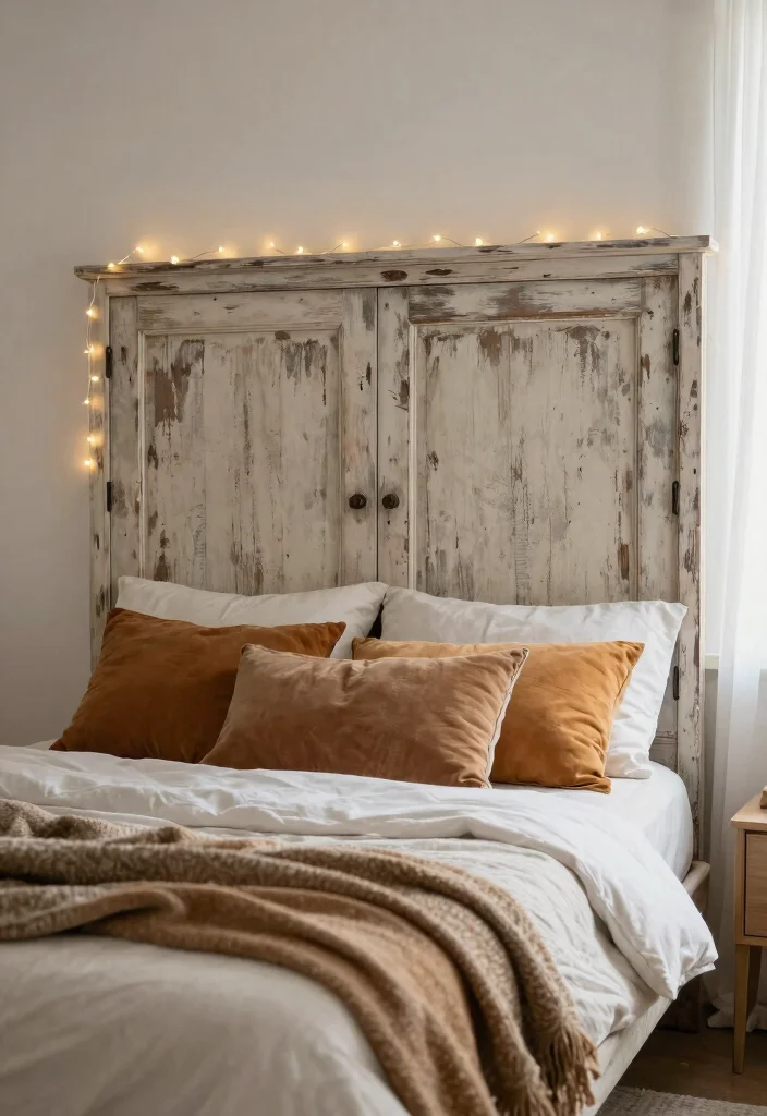 19 Trendy Upcycled Home Decor Ideas That Are Totally Affordable (#10 Will Surprise You!) - 5. Upcycled Door Headboard 1