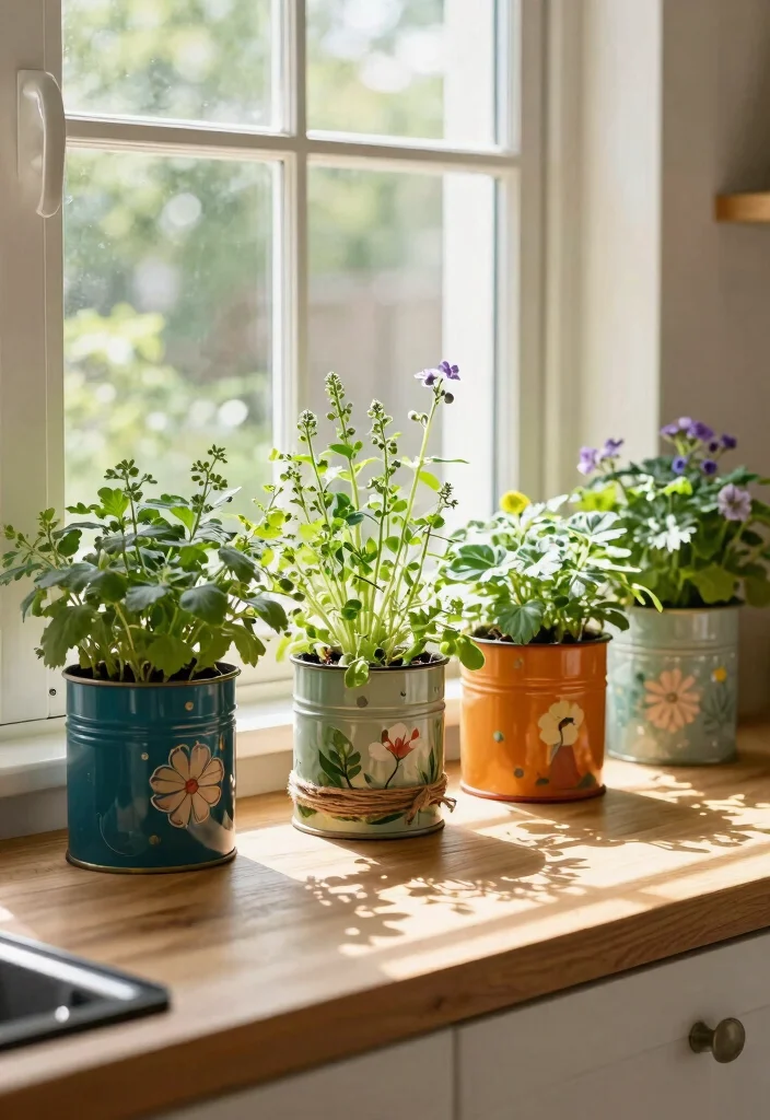 19 Trendy Upcycled Home Decor Ideas That Are Totally Affordable (#10 Will Surprise You!) - 7. Tin Can Planters 1