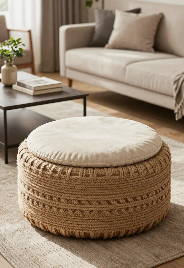 19 Trendy Upcycled Home Decor Ideas That Are Totally Affordable (#10 Will Surprise You!) - 9. Upcycled Tire Ottoman 1