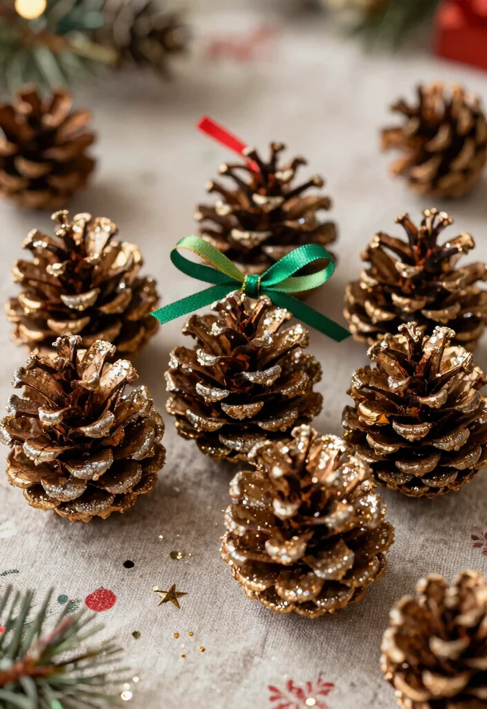 20 Easy Seasonal DIY Ornaments You Can Make in Under an Hour (Your Guests Will Be Impressed!) - 1. Glittery Pinecone Ornaments 1