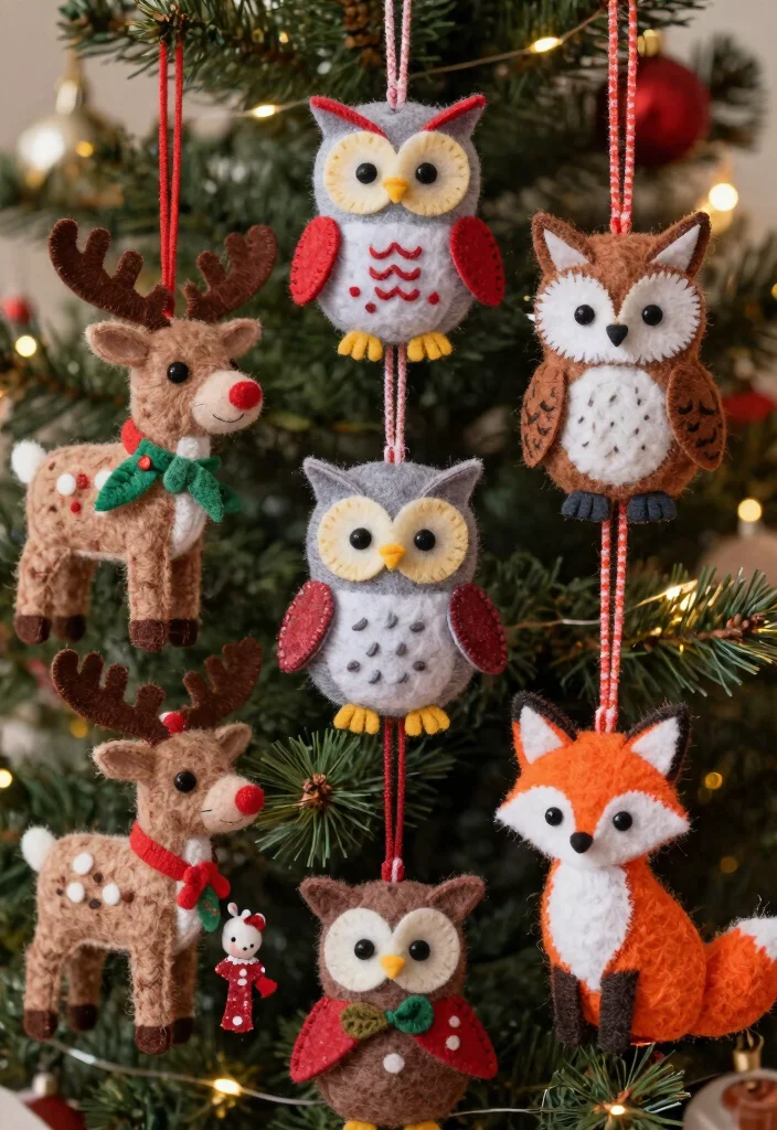20 Easy Seasonal DIY Ornaments You Can Make in Under an Hour (Your Guests Will Be Impressed!) - 12. Felt Animal Ornaments 1