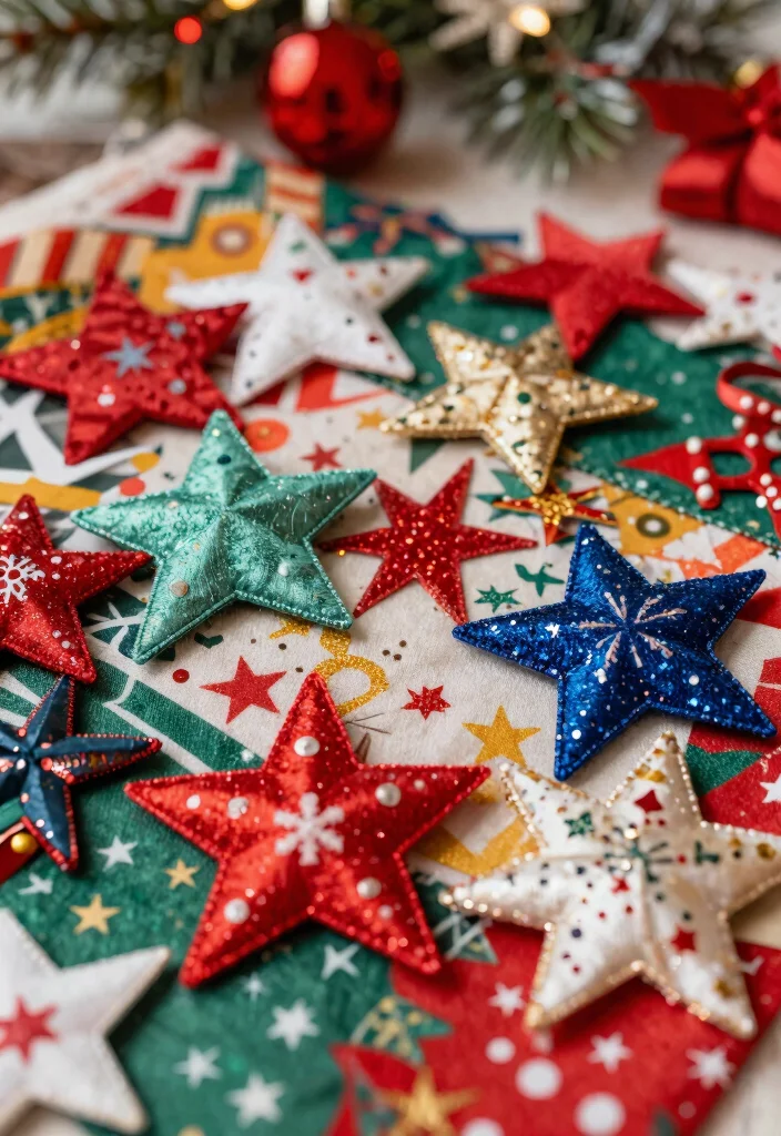 20 Easy Seasonal DIY Ornaments You Can Make in Under an Hour (Your Guests Will Be Impressed!) - 15. Fabric Scrap Stars 1