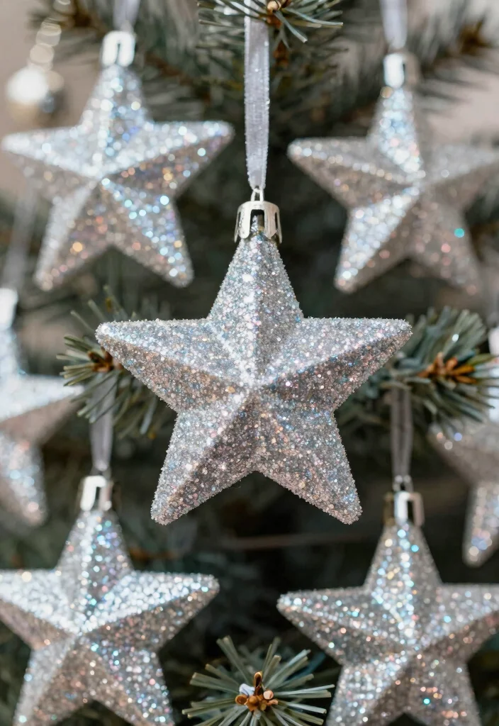 20 Easy Seasonal DIY Ornaments You Can Make in Under an Hour (Your Guests Will Be Impressed!) - 17. Glittered Star Ornaments 1