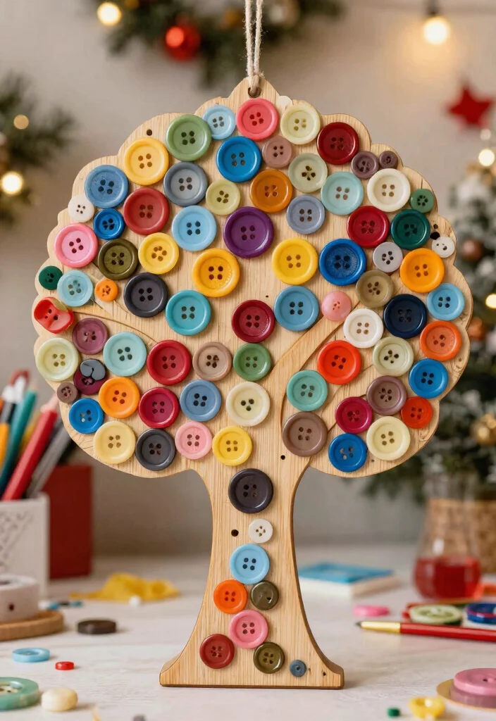 20 Easy Seasonal DIY Ornaments You Can Make in Under an Hour (Your Guests Will Be Impressed!) - 6. Button Tree Ornaments 1