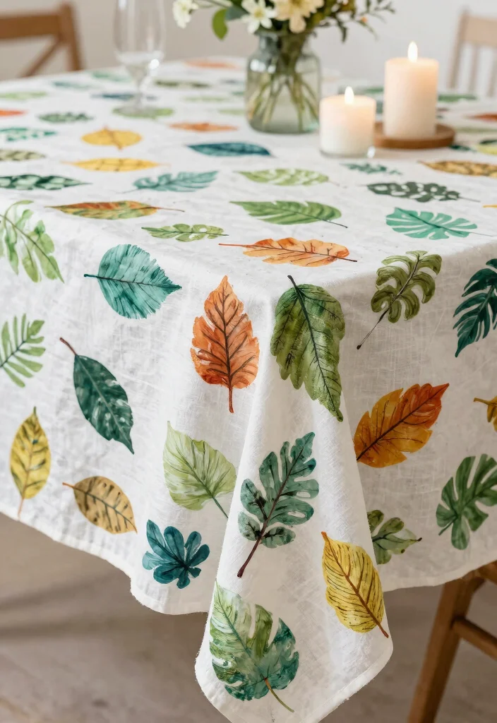 22 Eco-Friendly Craft Ideas for Party Decorations That Will Wow Your Guests (Good Luck Choosing Just One!) - 16. Leaf Imprint Tablecloths 1
