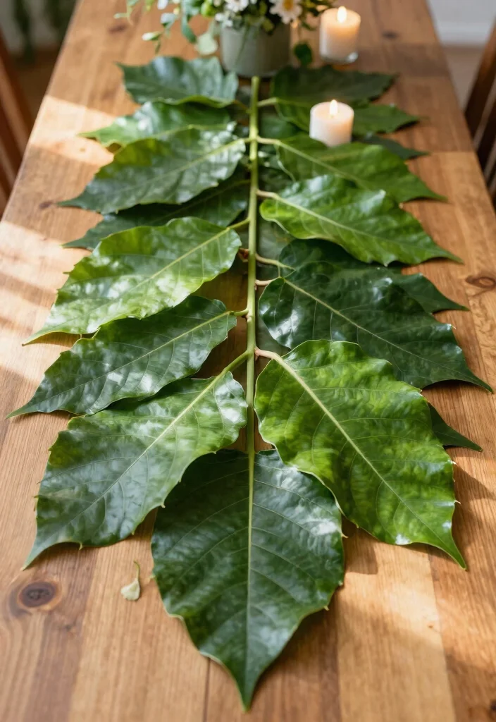 22 Eco-Friendly Craft Ideas for Party Decorations That Will Wow Your Guests (Good Luck Choosing Just One!) - 3. Leafy Table Runners 1