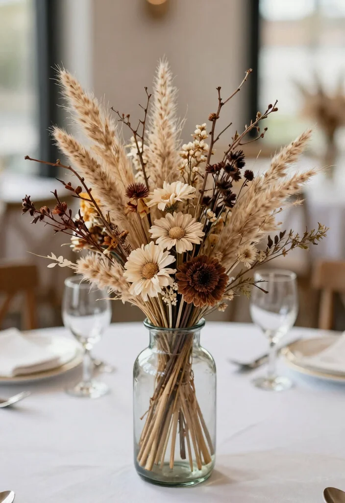 22 Eco-Friendly Craft Ideas for Party Decorations That Will Wow Your Guests (Good Luck Choosing Just One!) - 5. Dried Flower Centerpieces 1