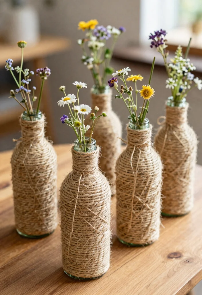 22 Eco-Friendly Craft Ideas for Party Decorations That Will Wow Your Guests (Good Luck Choosing Just One!) - 6. Twine-Wrapped Bottles 1