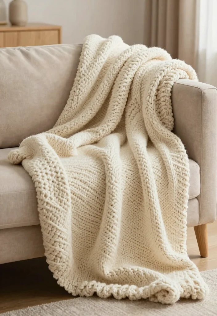 25 Cozy Living Room Accessories to Elevate Your Home’s Atmosphere! - 1. Chunky Knit Throw Blankets 1