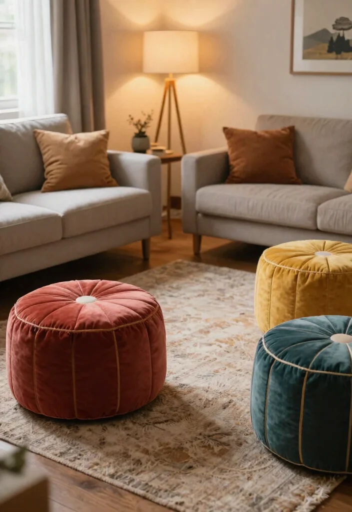 25 Cozy Living Room Accessories to Elevate Your Home’s Atmosphere! - 16. Cozy Poufs 1