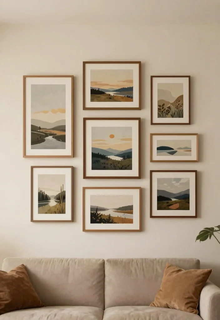 25 Cozy Living Room Accessories to Elevate Your Home’s Atmosphere! - 6. Art Prints and Wall Decor 1